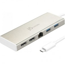 Порт-реплікатор J5create Dock-Station USB-C 6-in-1 (HDMI/PD/USB-A/USB-C/LAN) (JCD381-N)