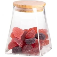 Ємність для сипучих продуктів Ardesto Midori 510мл, скло, бамбук, конусна, прозорий (AR1351BBC)