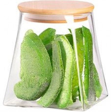 Ємність для сипучих продуктів Ardesto Midori 700мл, скло, бамбук, конусна, прозорий (AR1374BBC)