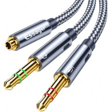 Кабель мультимедійний 3.5mm F to 2x3.5mm M 0.25m black Essager (EYPS35-TLB0G)