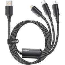 Дата кабель USB 2.0 AM to Lightning + Micro 5P + USB-C 1.2m 100W Essager (EXCMTL-JJ01-P)