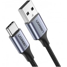 Дата кабель USB 2.0 AM to USB-C 0.25m 3A aluminum braid nickel plating black Ugreen (60124)
