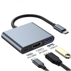 Концентратор Dynamode USB-C 3-in-1 1xHDMI 4K + 1xUSB 3.0 + 1xUSB-C PD 87W (Multiport USB-C 3-in-1 dark grey)