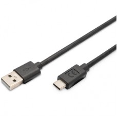Дата кабель USB 2.0 AM to USB-C 3.0m black Digitus (AK-300148-030-S)