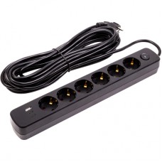 Мережевий фільтр живлення PowerPlant 10м, 6 розеток,USB, Type-C (YS-N6086/10c) (EX610693)