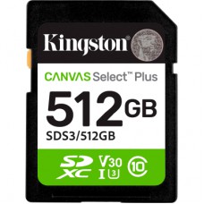 Карта пам'яті Kingston 512GB SDXC class 10 UHS-I U3 V30 A1 Canvas Select Plus (SDS3/512GB)