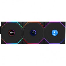 Кулер до корпусу Lian Li UNI Fan TL WIRELESS LCD 120-3, Black (G99.12TLLCD1W3B.00)