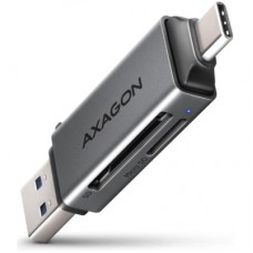 Зчитувач флеш-карт AXAGON USB-C + USB-A to SD/microSD 5Gbps gray (CRE-DAC)