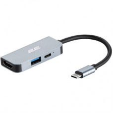 Концентратор 2E USB-C 4-in-1 1xUSB 3.0 + 1xUSB-C PD + HDMI 0.14m gray (2E-W2680)