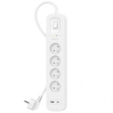 Мережевий фільтр живлення Belkin 4хТипE, 16А, USB-A/USB-C 18Вт, 2м (SRB001CA2M)