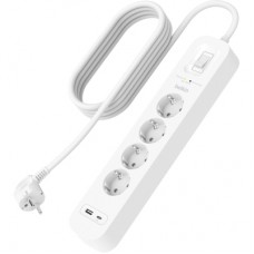 Мережевий фільтр живлення Belkin 4хТипF, 16А, USB-A/USB-C 18Вт, 2м (SRB001VF2M-V2)