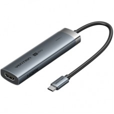 Концентратор Vention USB-C 5-in-1 3xUSB 3.0 + HDMI 4K60Hz + USB-C PD100W gray (TGMHB)
