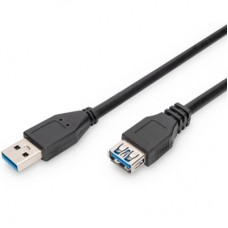 Дата кабель USB 2.0 AM/AF 1.8m black Digitus (AK-300203-018-S)
