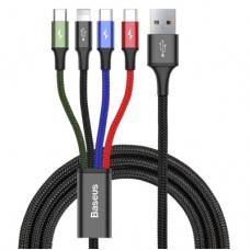 Дата кабель USB 2.0 AM to Lightning + Micro 5P + USB-C 1.2m 3.5A black Baseus (CA1T4-B01)