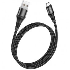 Дата кабель USB 2.0 AM to Micro 5P 1.0m 2.4A nylon X50 black HOCO (6931474734211)