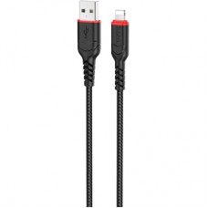 Дата кабель USB 2.0 AM to Lightning 1.0m 2.4A nylon X59 black HOCO (6931474744869)