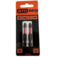 Біта для шуруповерта GTM ударних, PZ2, 50мм, 2шт. (SBI-Z2-50B)