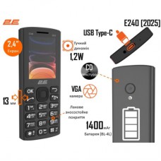 Мобільний телефон 2E E240 2025 Black (794300867202)