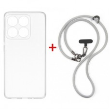 Чохол до мобільного телефона Dengos Case + Cross-body Strap Motorola G17/G17 Power Clear+Grey (DG-KM-CCRB-31)