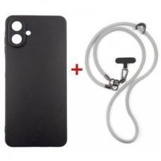Чохол до мобільного телефона Dengos Case + Cross-body Strap Samsung Galaxy A07 Black+Grey (DG-KM-CCRB-15)