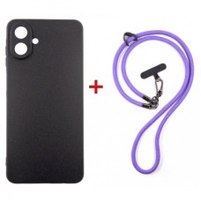 Чохол до мобільного телефона Dengos Case + Cross-body Strap Samsung Galaxy A07 Black+Purple (DG-KM-CCRB-16)