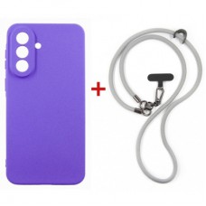 Чохол до мобільного телефона Dengos Case + Cross-body Strap Samsung Galaxy A37 Purple+Grey (DG-KM-CCRB-03)