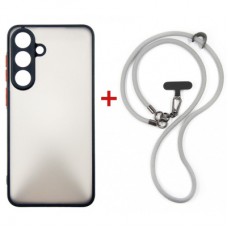 Чохол до мобільного телефона Dengos Case + Cross-body Strap Samsung Galaxy S25 FE Black+Grey (DG-KM-CCRB-28)