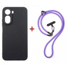 Чохол до мобільного телефона Dengos Case + Cross-body Strap Xiaomi Redmi A7 Pro Black+Purple (DG-KM-CCRB-52)