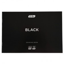 Альбом для малювання ZiBi А4 BLACK, 12 аркушів на скобі (ZB.1421-01)