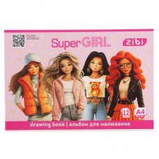 Альбом для малювання ZiBi А4 SUPER GIRL, 12 аркушів на скобі (ZB.1421-10)