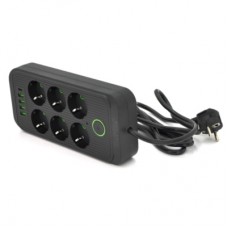 Мережевий фільтр живлення Voltronic F06U, 6 роз EU, 4USB Black (F06U-Black)