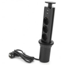 Мережевий фільтр живлення Voltronic 3 Роз, 2USB, 16А, 250V, 2м, Black (D06-FU03)