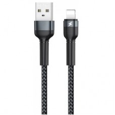 Дата кабель USB 2.0 AM to Lightning 2.4A aluminum alloy braided black Remax (6972174152837)