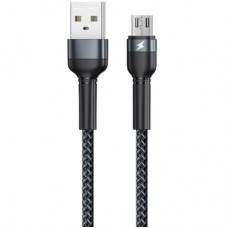 Дата кабель USB 2.0 AM to Micro 5P 2.4A aluminum alloy braided black Remax (6972174153568)