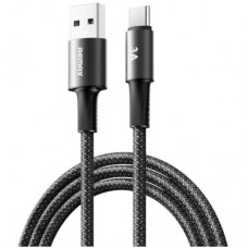 Дата кабель USB 2.0 AM to USB-C 1.2m 3A aluminum alloy braided black Remax (6954851247708)