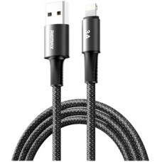Дата кабель USB 2.0 AM to Lightning 1.2m 3A aluminum alloy braided black Remax (6954851247692)
