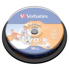 Диск DVD Verbatim 1.46Gb 4X CakeBox 10шт Printable (43573)