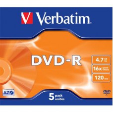 Диск DVD Verbatim 4.7Gb 16X Jewel 5 шт Matt Silver (43519)