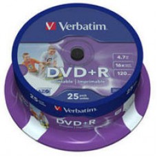 Диск DVD Verbatim 4.7Gb 16X CakeBox 25шт Printable (43539)