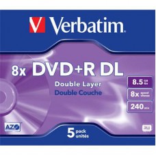 Диск DVD Verbatim 8.5Gb 8x Jewel 5шт Matt Silver (43541)