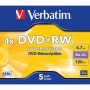 Диск DVD Verbatim 4.7Gb 4x Jewel Case 5шт Matte Silver (43229)