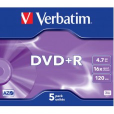 Диск DVD Verbatim 4.7Gb 16X Jewel case 5шт MATT Silver (43497)