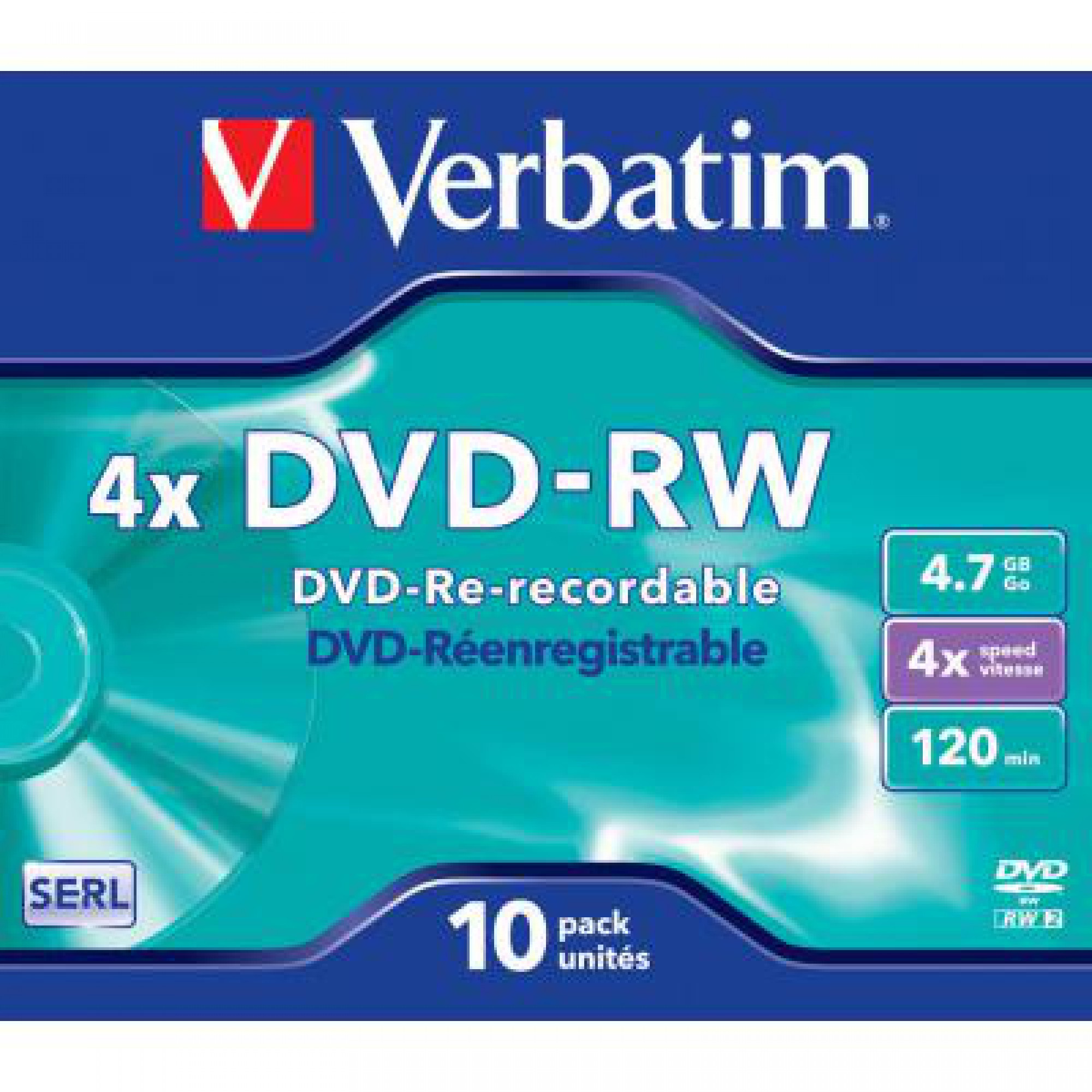 Диск DVD Verbatim 4.7Gb 4x Jewel Case 10шт MATTE/SILV (43486)