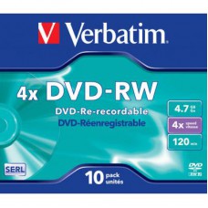 Диск DVD Verbatim 4.7Gb 4x Jewel Case 10шт MATTE/SILV (43486)