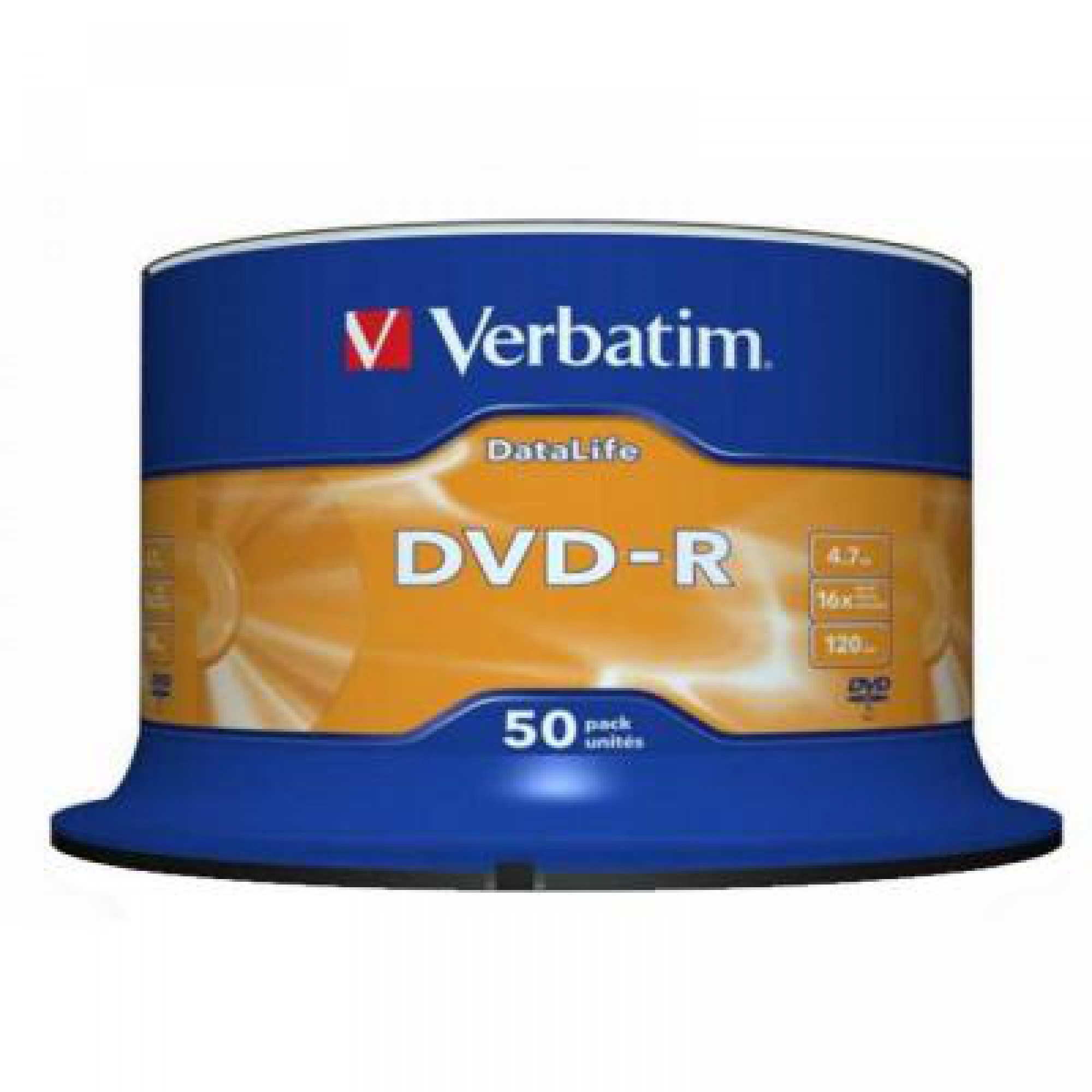 Диск DVD Verbatim 4.7Gb 16X CakeBox 50шт DATA LIFE (43814)