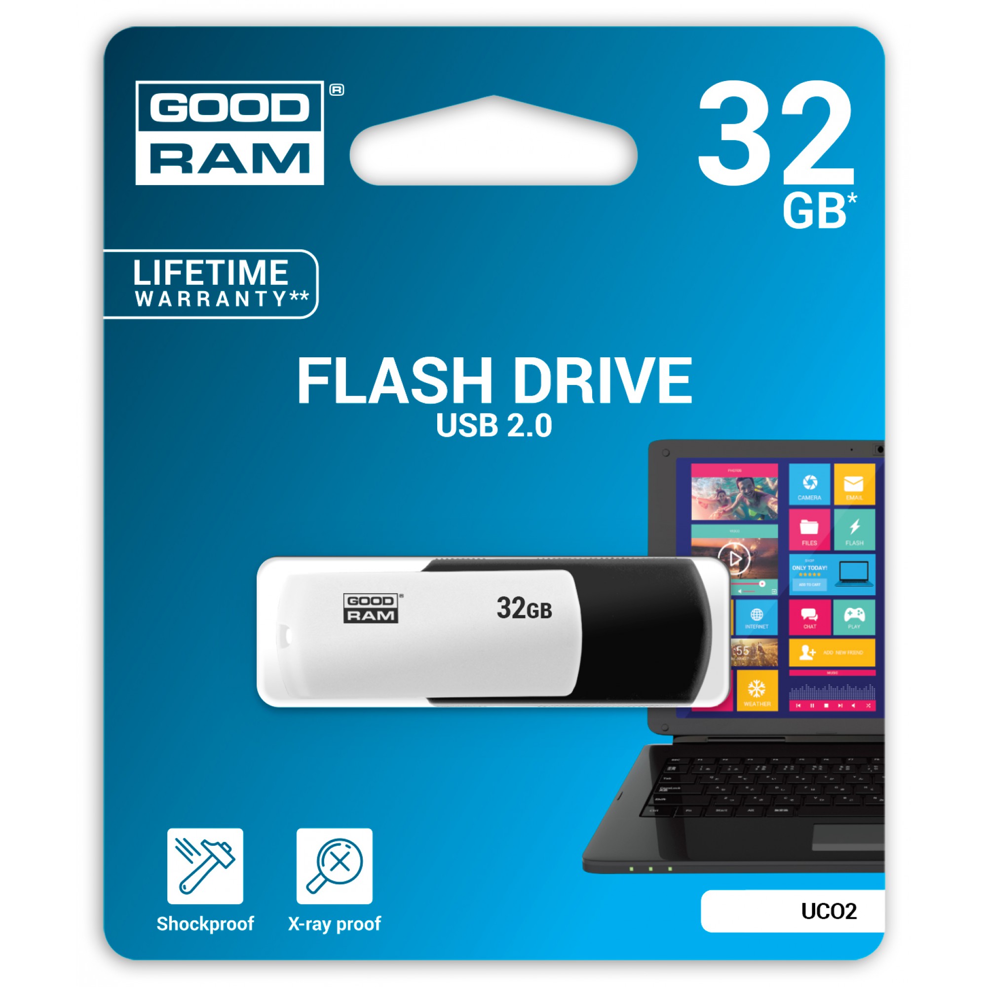 USB Flash накопичувач Goodram 32Gb UC02 Black-White