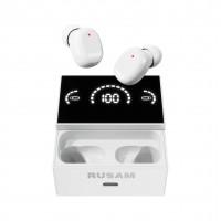 Bluetooth навушники Rusam TWS-RS32 + безпровідна зарядка білий