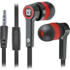 Навушники Defender Pulse-420 вакуумні з мікрофоном чорно-червоний