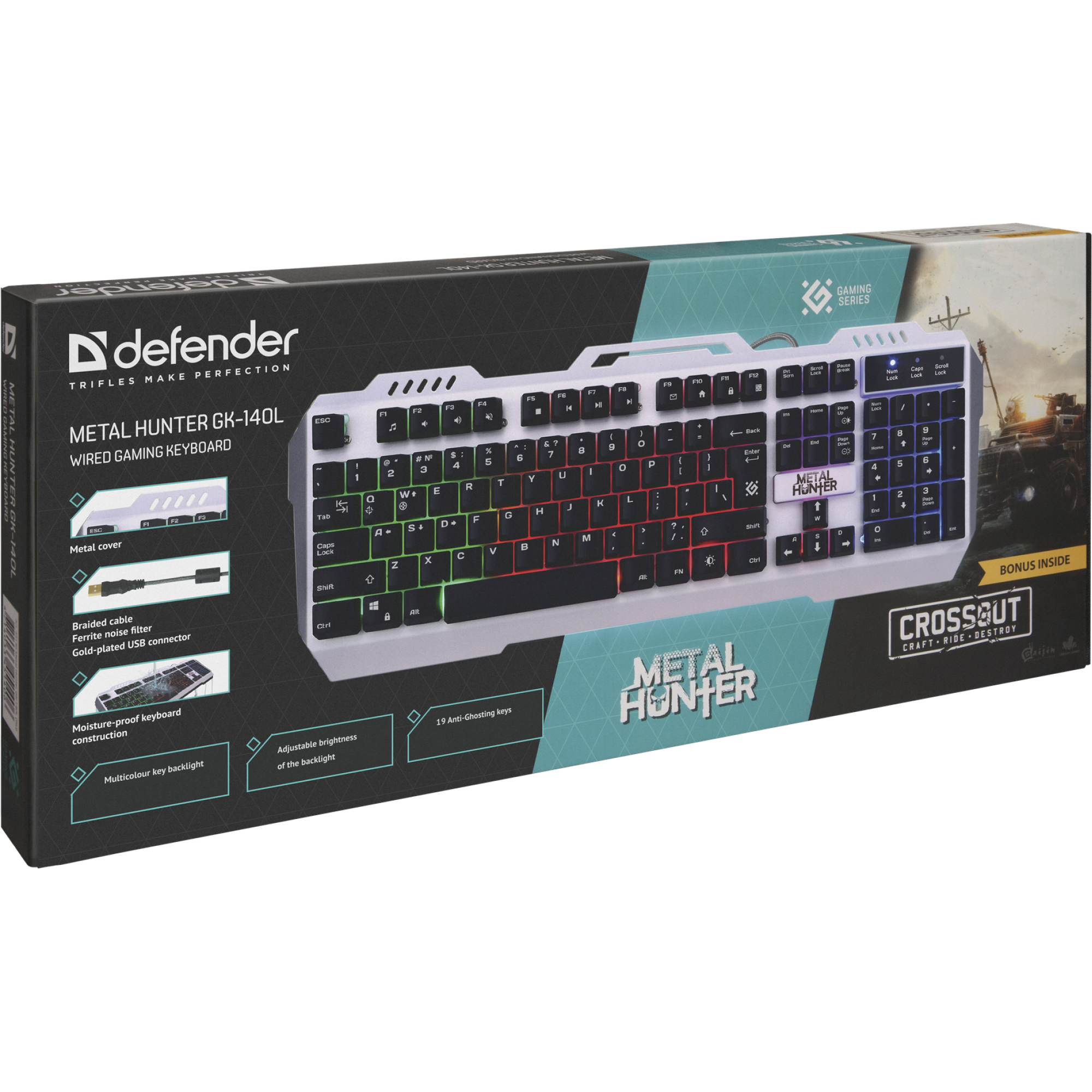 Клавіатура мультимедійна Defender Metal Hunter GK-140L з підсвіткою USB сірий